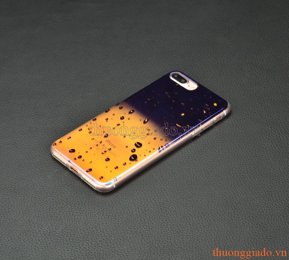Ốp lưng silicone iPhone 7 Plus (5.5"), mặt lưng in 3D, chủ đề hạt nước