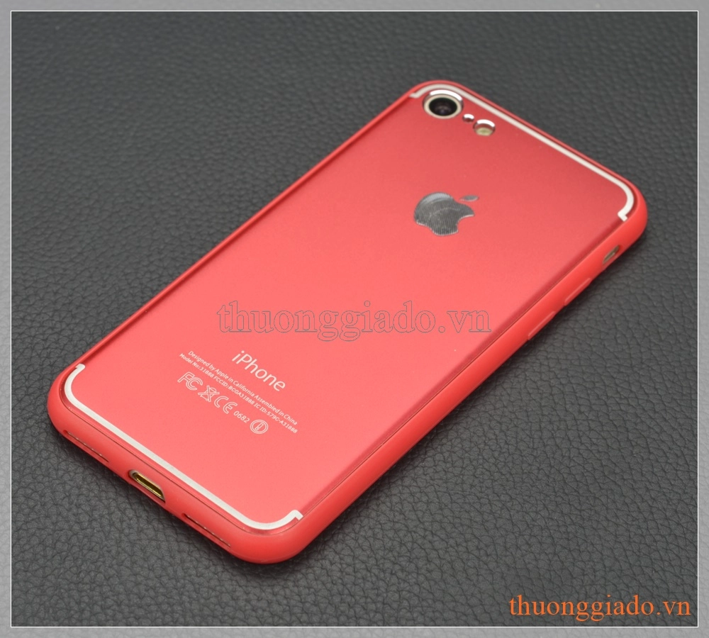 Ốp lưng silicone iPhone 7 (4.7") mặt sau dán hợp kim nhôm có logo và imei