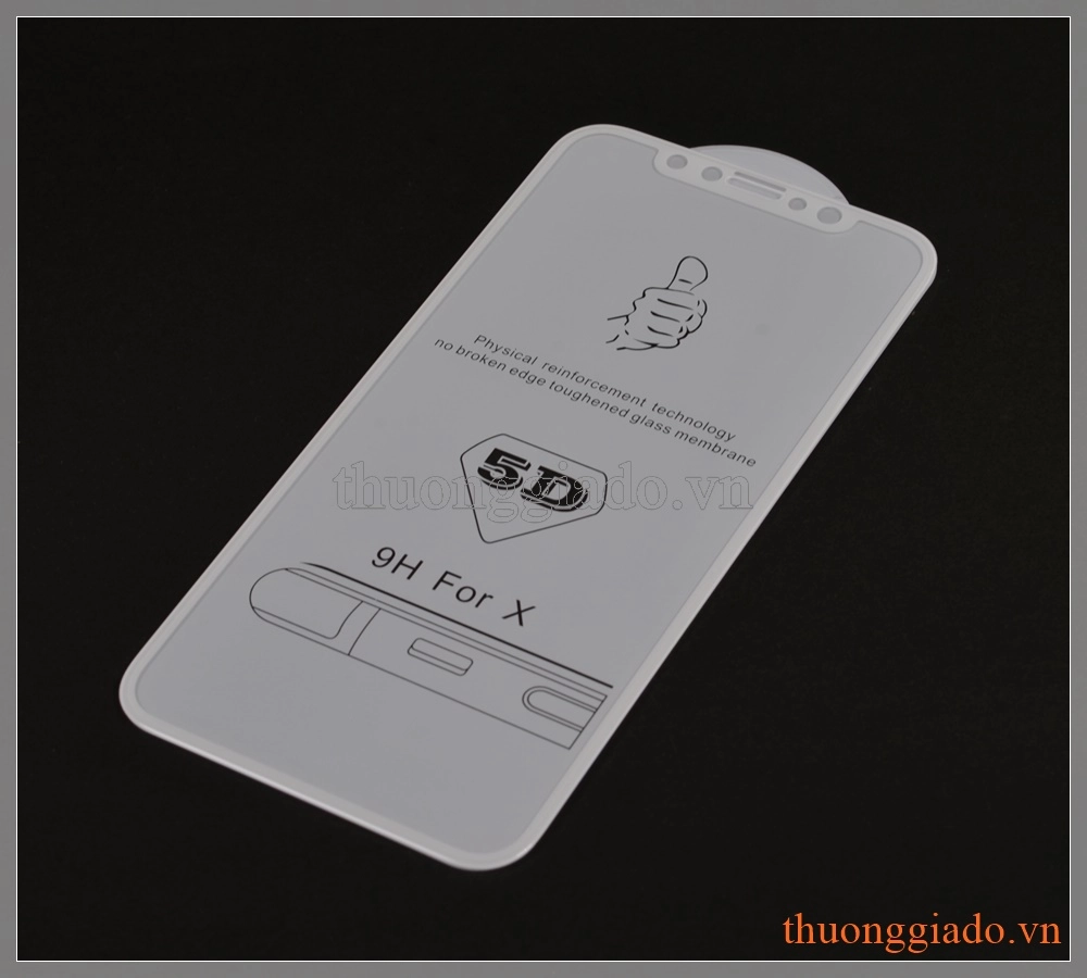 Dán kính cường lực iPhone X (5.8"), loại 5D, full màn hình