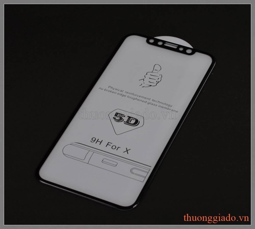 Dán kính cường lực iPhone X (5.8"), loại 5D, full màn hình