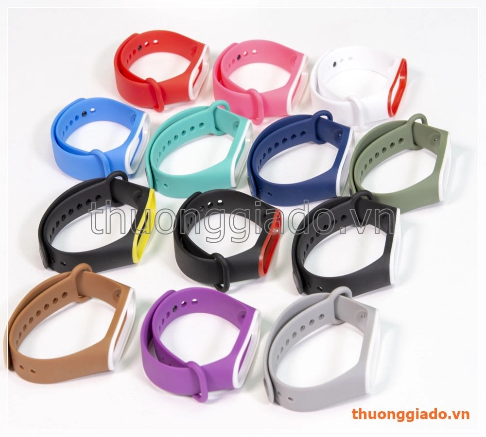 Dây đeo tay thay thế cho Mi band 3 (dây cao su, viền khác màu)