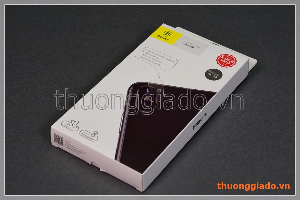 Dán kính cường lực iPhone X (5.8"), dán camera sau, 02 miếng, hiệu Baseus