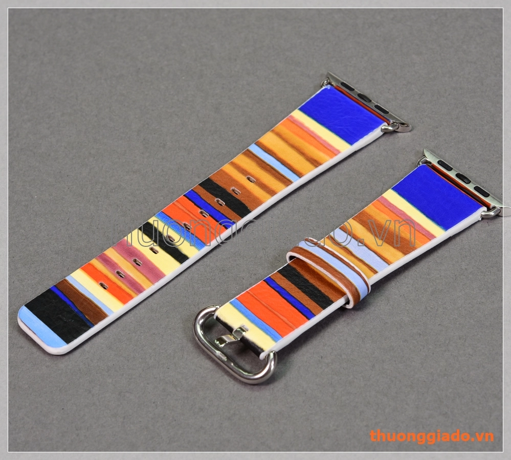 Dây đồng hồ Apple Watch 42mm (da PU, nhiều màu sọc ngang)