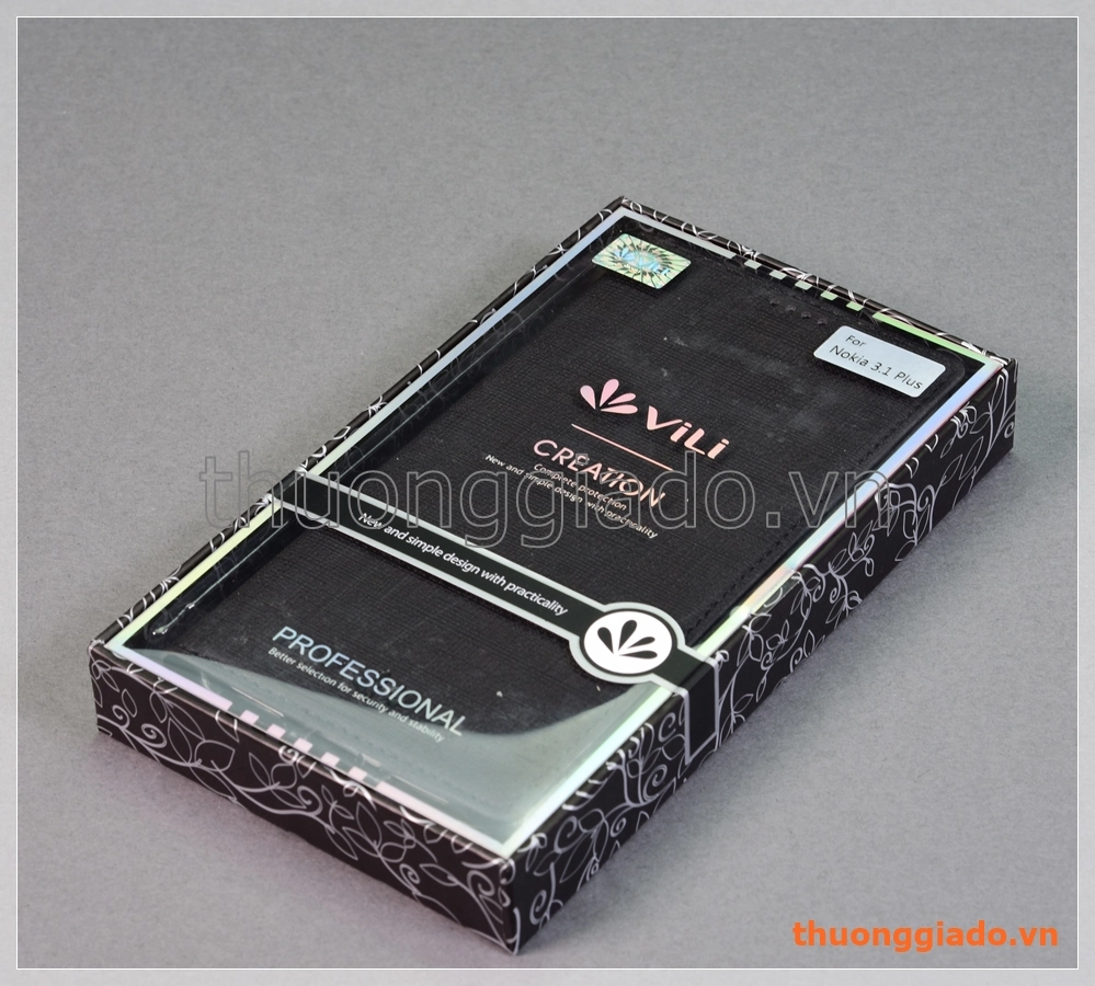 Bao da Nokia 3.1 Plus, bao da cầm tay nắp gập mở kiểu flip, hiệu Vili