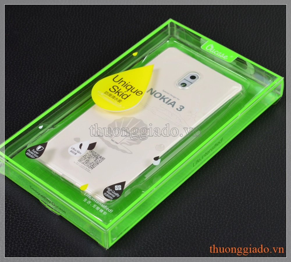 Ốp lưng silicone Nokia 3 (5.0"), màu trong suốt, hiệu VU case