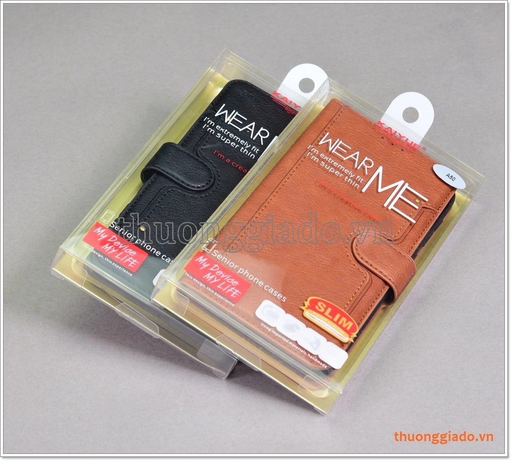 Bao da Samsung Galaxy A50, bao da cầm tay, chất liệu da bò, hiệu Kaiyue