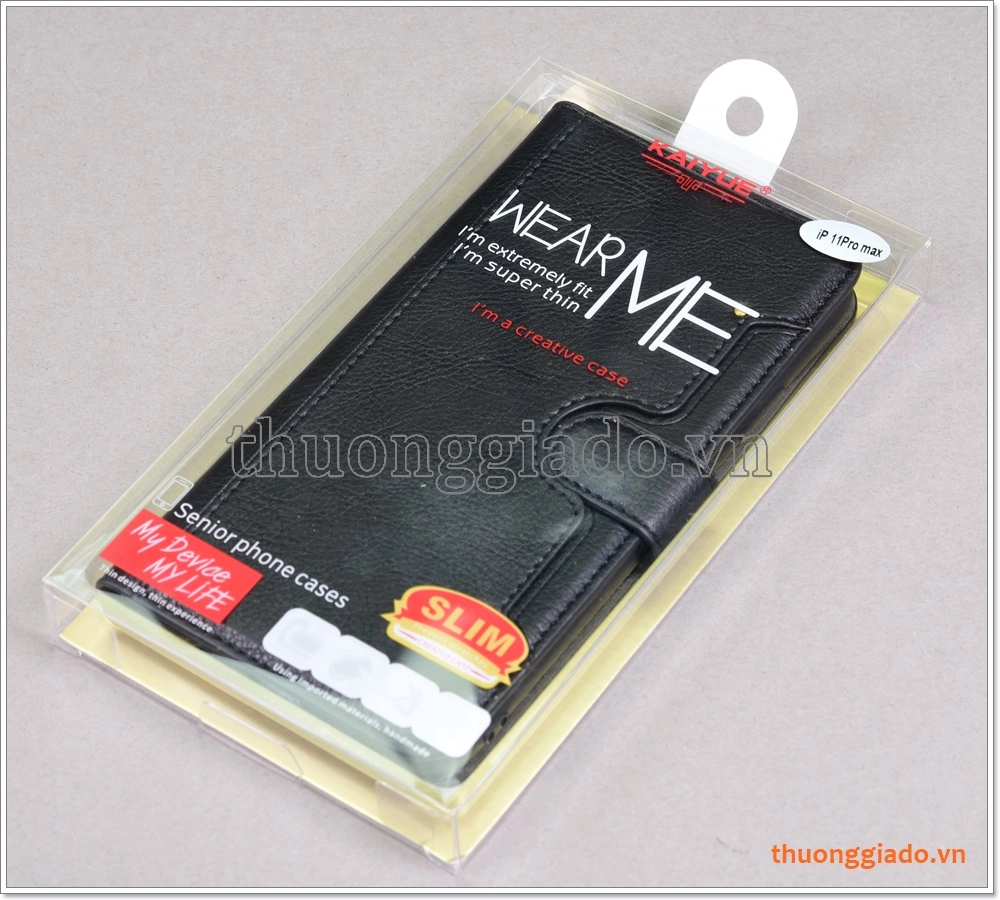 Bao da iPhone 11 Pro Max, Bao da cầm tay, chất liệu da bò, hiệu Kaiyue
