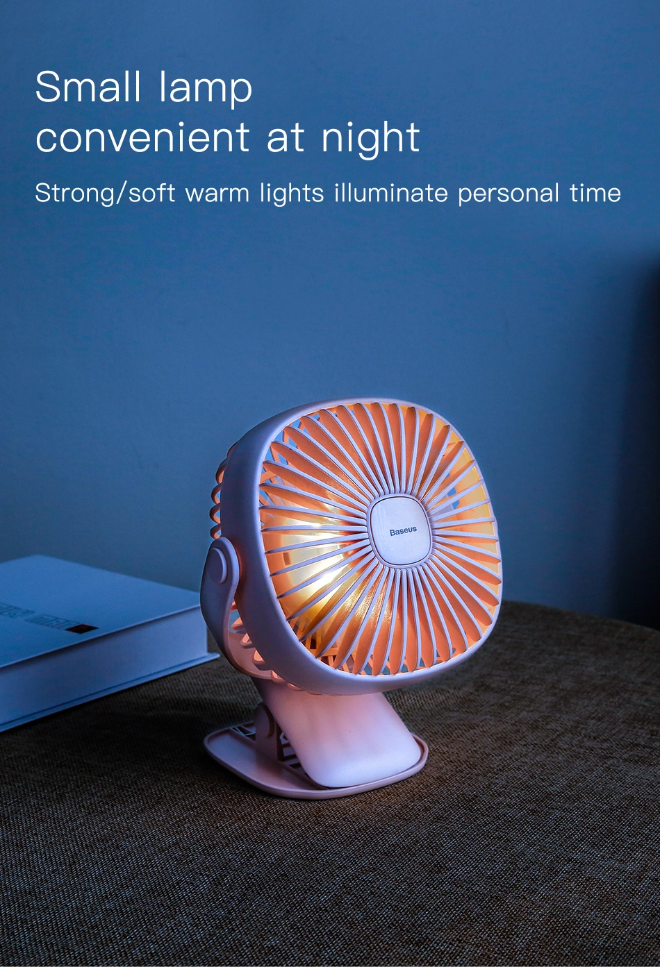 Quạt mini cao cấp dùng cho văn phòng hiệu Baseus ZW-2816 (pin 2000mAh, có đèn)