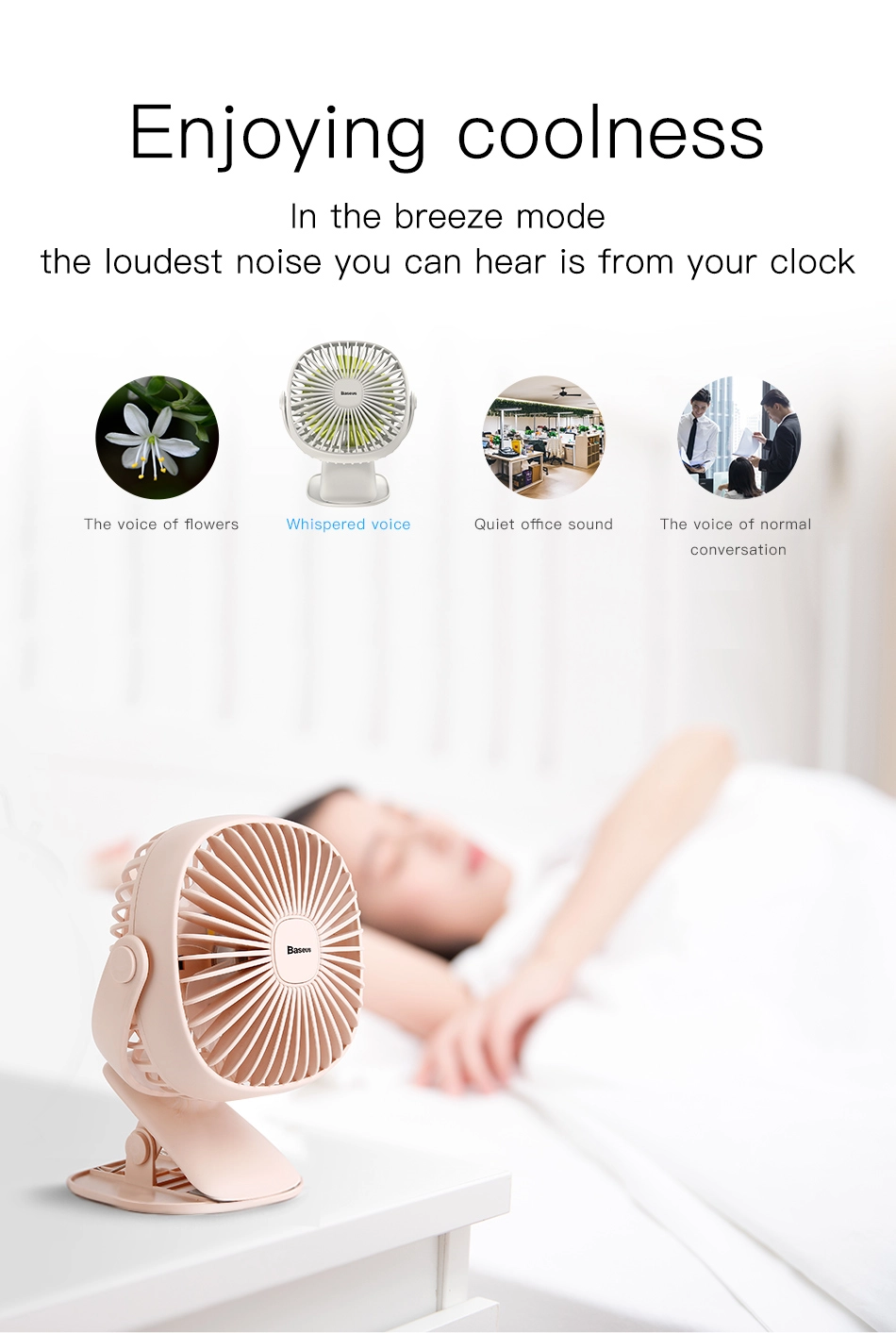 Quạt mini cao cấp dùng cho văn phòng hiệu Baseus ZW-2816 (pin 2000mAh, có đèn)