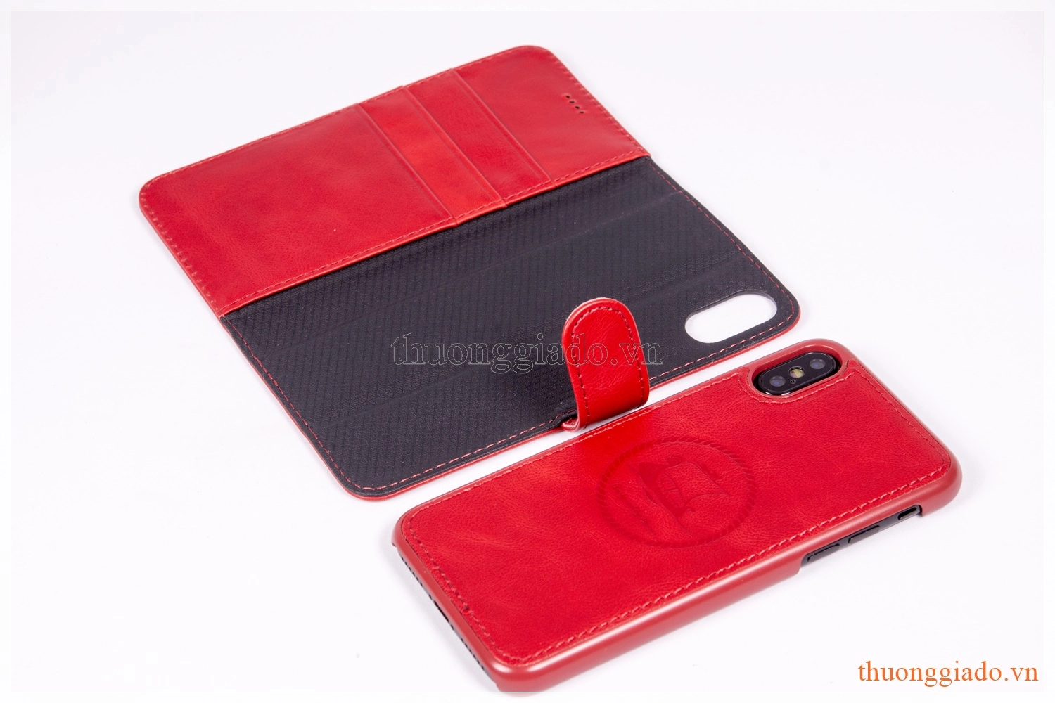 Bao da iPhone X (5.8"), iPhone Xs (5.8") có quai gập, hiệu ICarer, RI803-BK