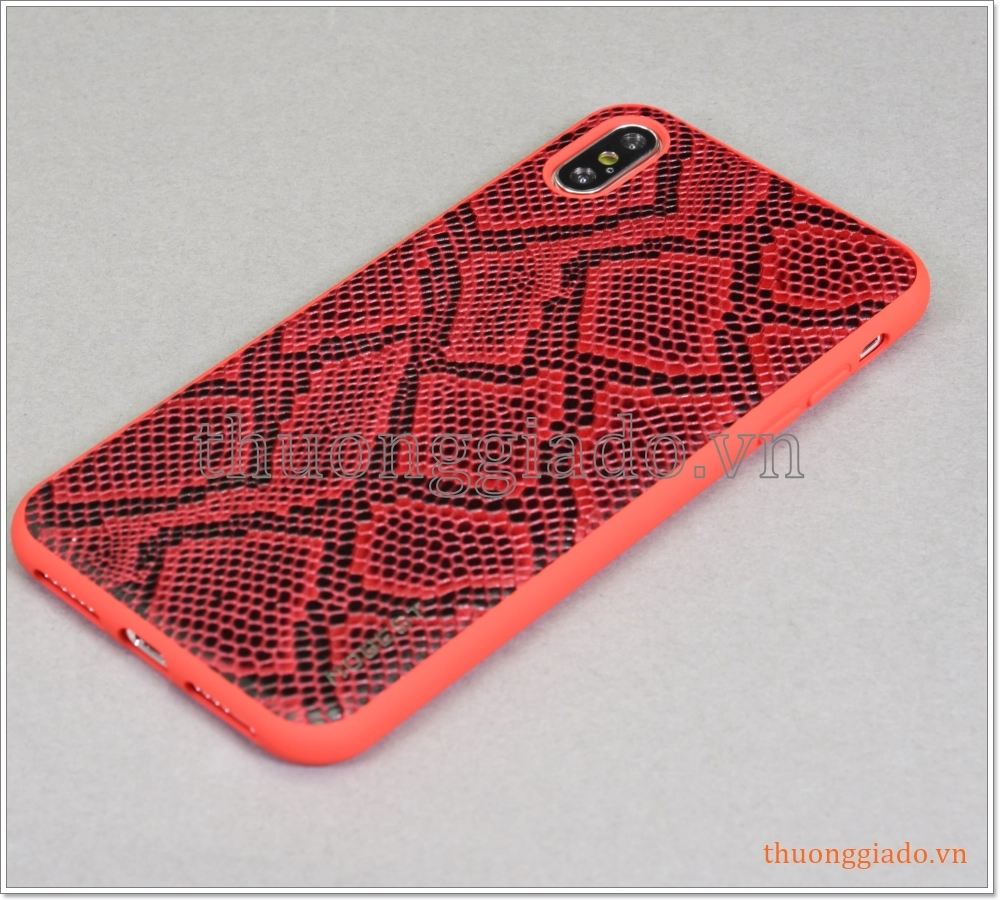 Ốp lưng da chống sốc iPhone Xs Max, Họa tiết hình da trăn hiệu Mobest