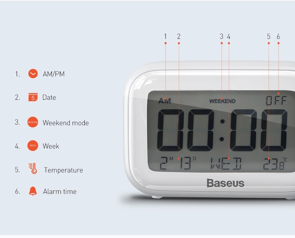 Đồng hồ để bàn Baseus Subai Clock YGH-5233