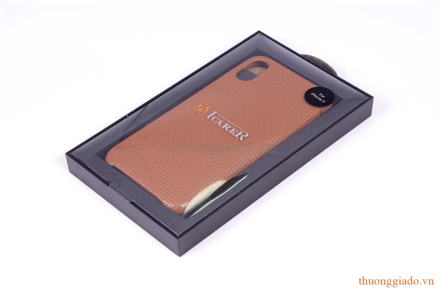 Bao da iPhone X (5.8"), iPhone Xs (5.8"), hiệu Icarer, da sần, mã RI805-BN