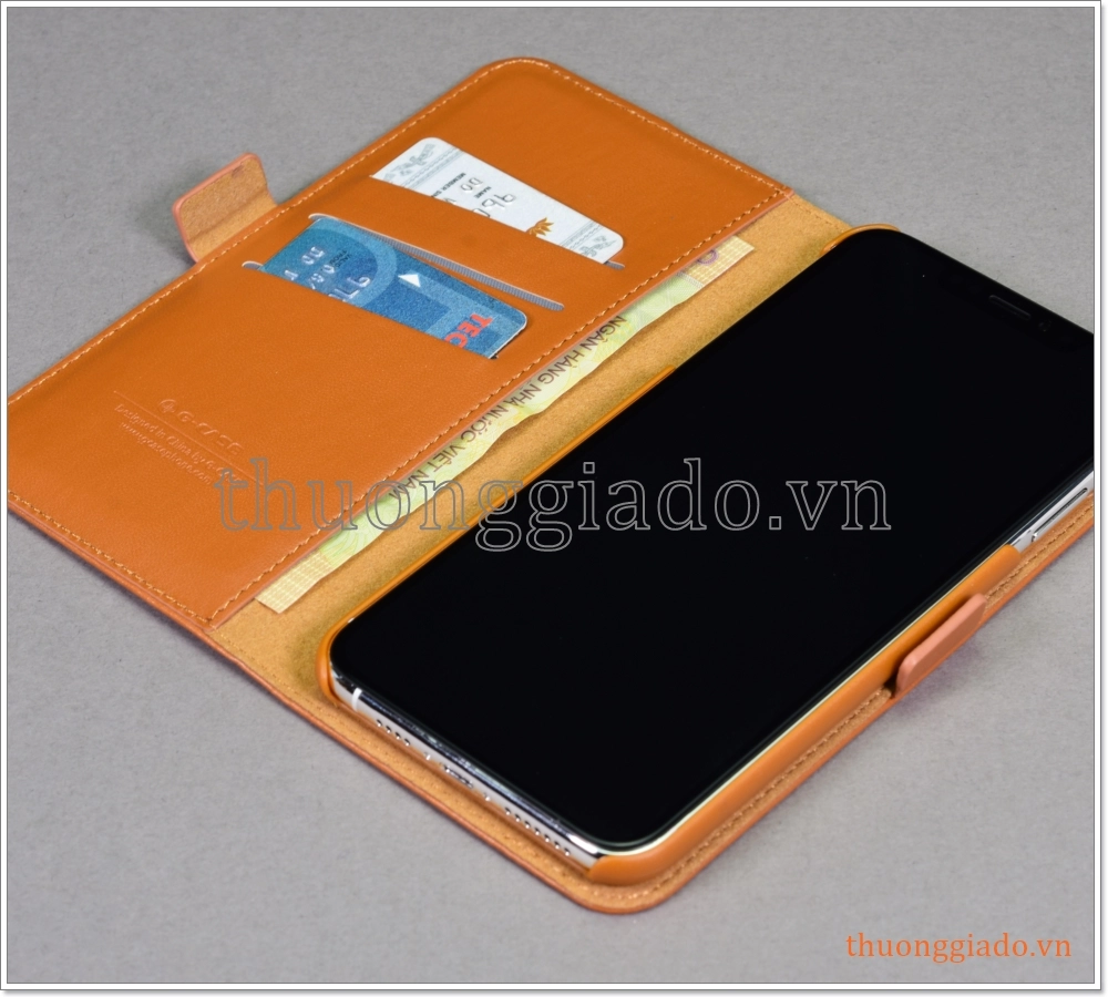 Bao da iPhone XS Max (6.5"), bao da cầm tay, nắp gập mở, hiệu G-CASE, Honour Series