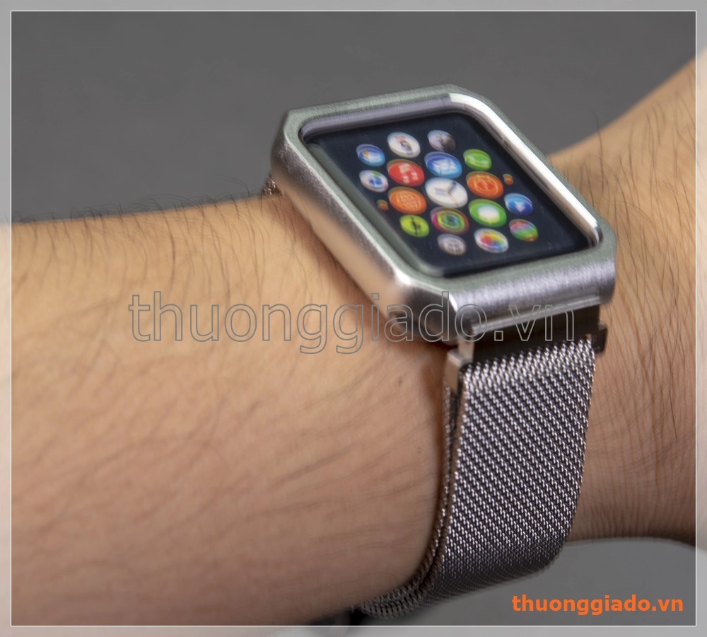 Dây đồng hồ Apple Watch 38mm (dây lưới thép kèm ốp nhôm, khóa hít nam châm)