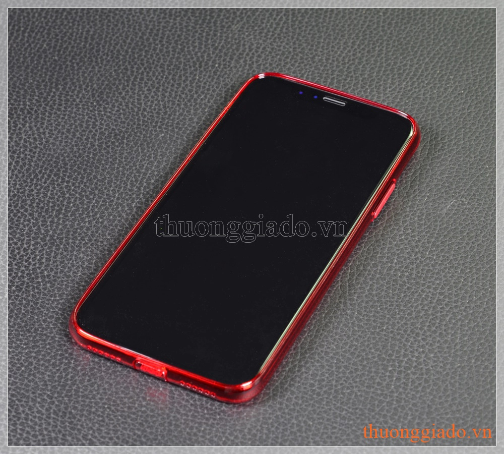 Ốp lưng silicone iPhone X (5.8"), màu đỏ nhìn xuyên thấu, Baseus - Pluggy TPU Case