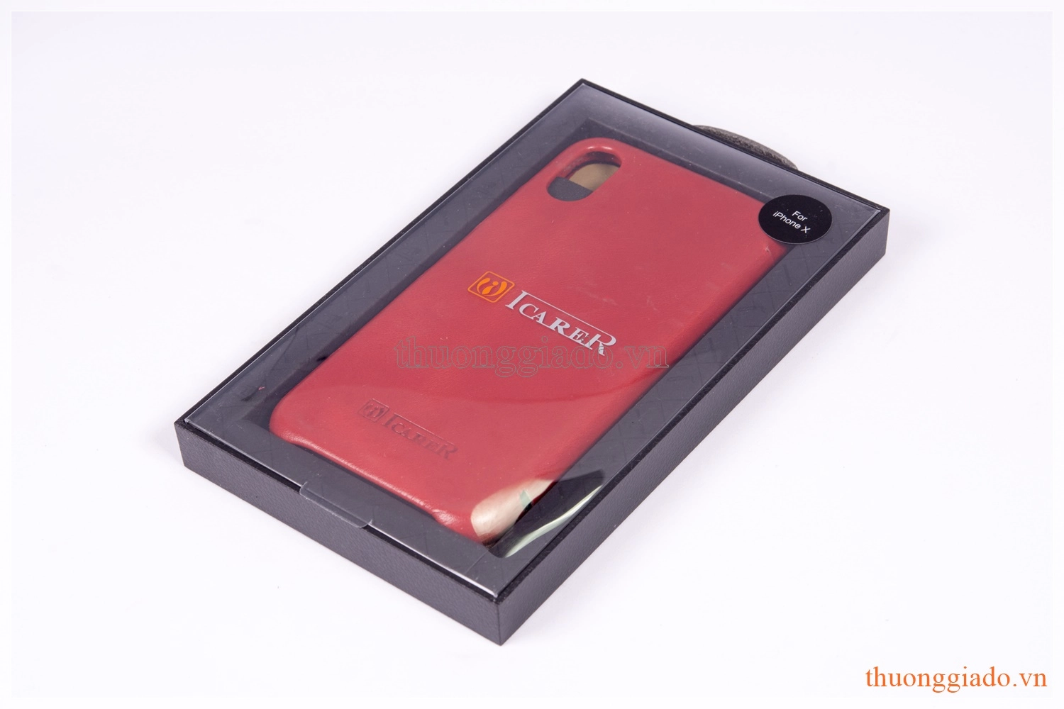 Bao da cầm tay iPhone X (5.8"), iPhone Xs (5.8"), hiệu Icarer, da mịn, RI804-BK