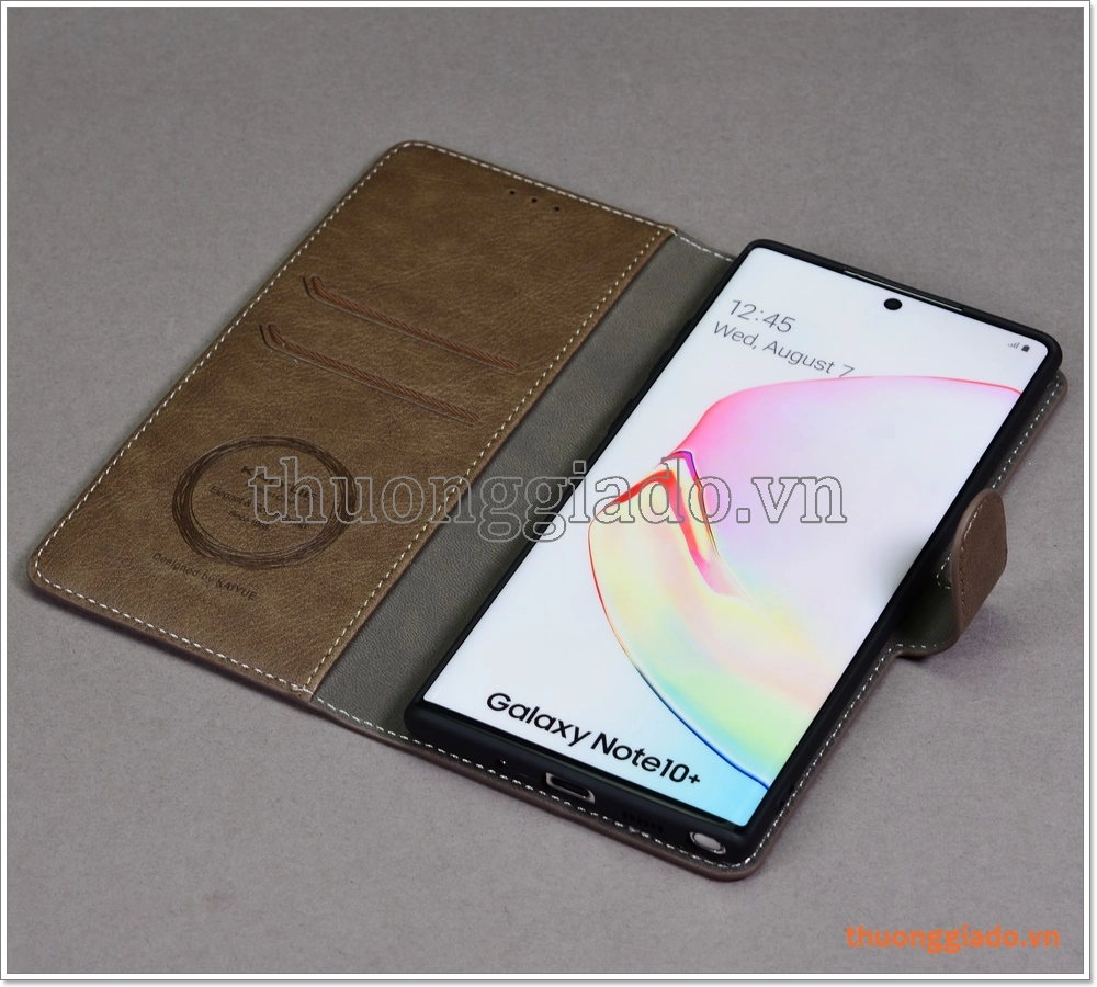 Bao da Samsung Galaxy Note 10+ (N975), bao da cầm tay, chất liệu da bò, hiệu Kaiyue