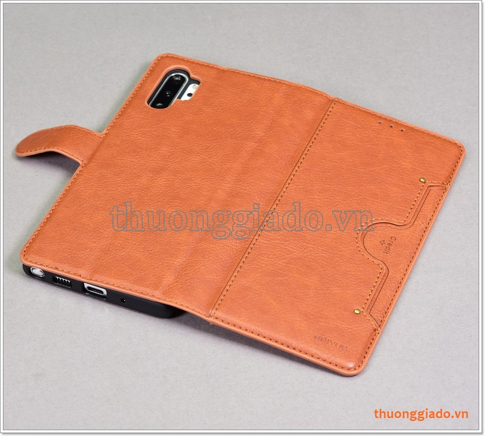 Bao da Samsung Galaxy Note 10+ (N975), bao da cầm tay, chất liệu da bò, hiệu Kaiyue