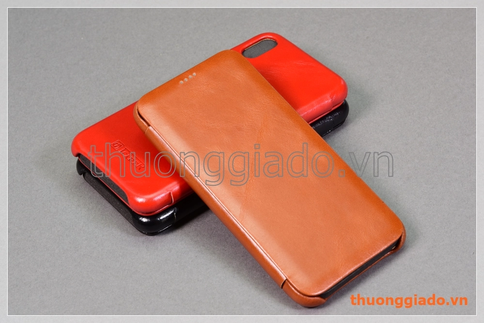 Bao da cầm tay iPhone Xs Max (6.5"), hiệu ICarer, da bò mịn