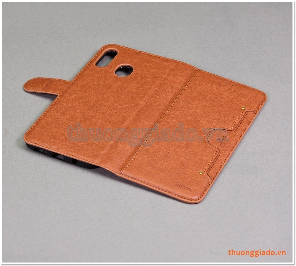 Bao da Samsung Galaxy A20/ A30, bao da cầm tay, chất liệu da bò, hiệu Kaiyue