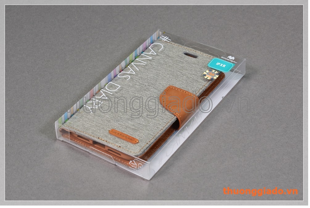 Bao da cầm tay iPhone XR (6.1"), hiệu Goospery, CANVAS DIARY