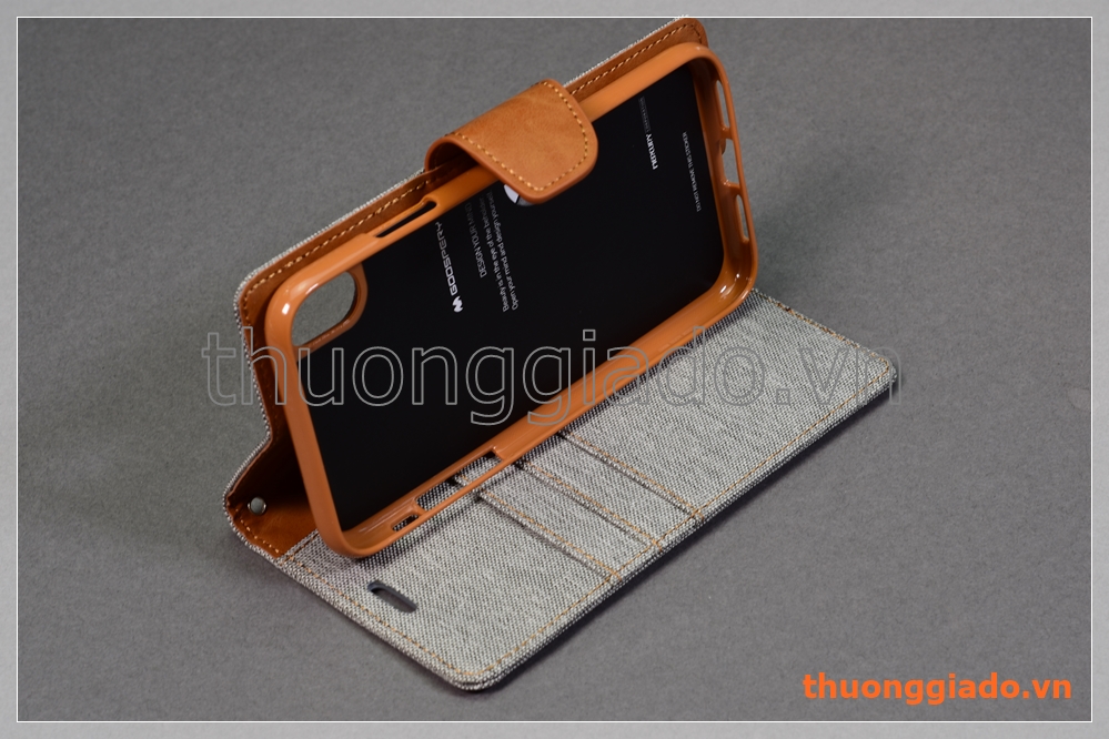 Bao da cầm tay iPhone XR (6.1"), hiệu Goospery, CANVAS DIARY