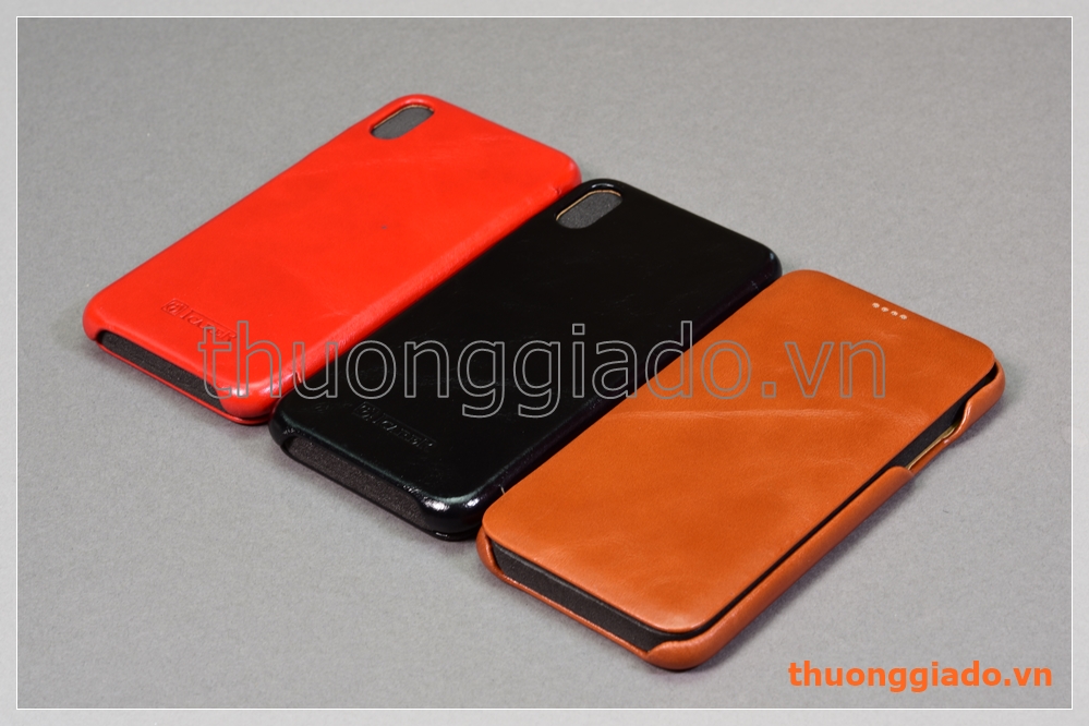 Bao da cầm tay iPhone Xs Max (6.5"), hiệu ICarer, da bò mịn