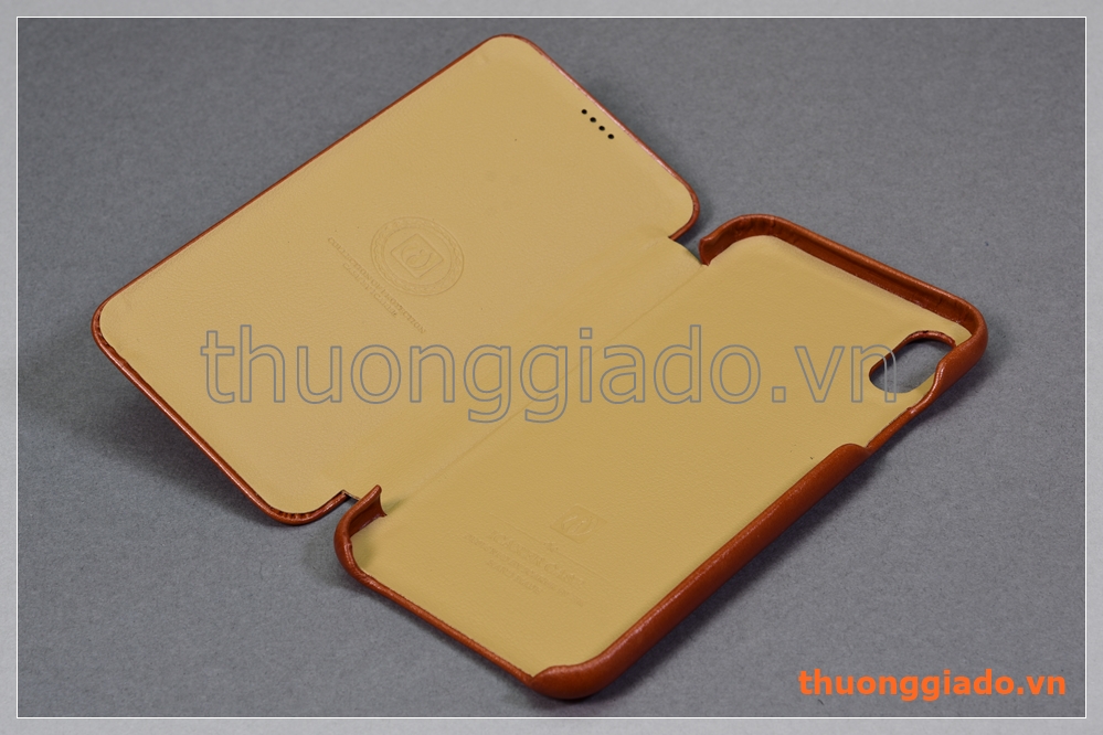 Bao da cầm tay iPhone Xs Max (6.5"), hiệu ICarer, da bò mịn