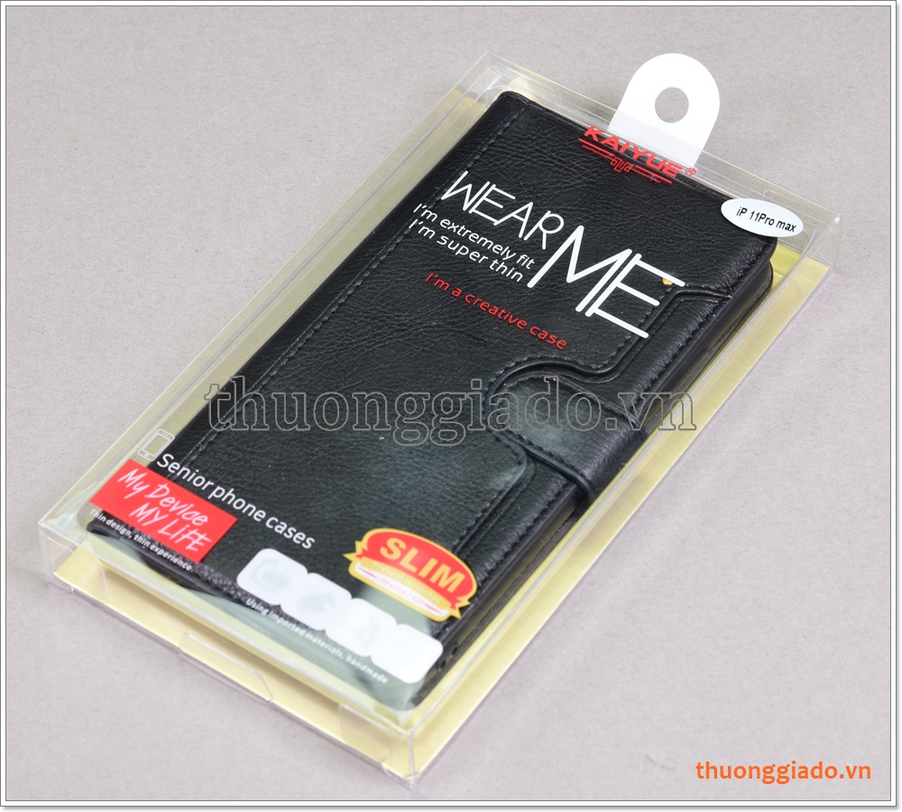 Bao da iPhone 11 Pro Max, Bao da cầm tay, chất liệu da bò, hiệu Kaiyue