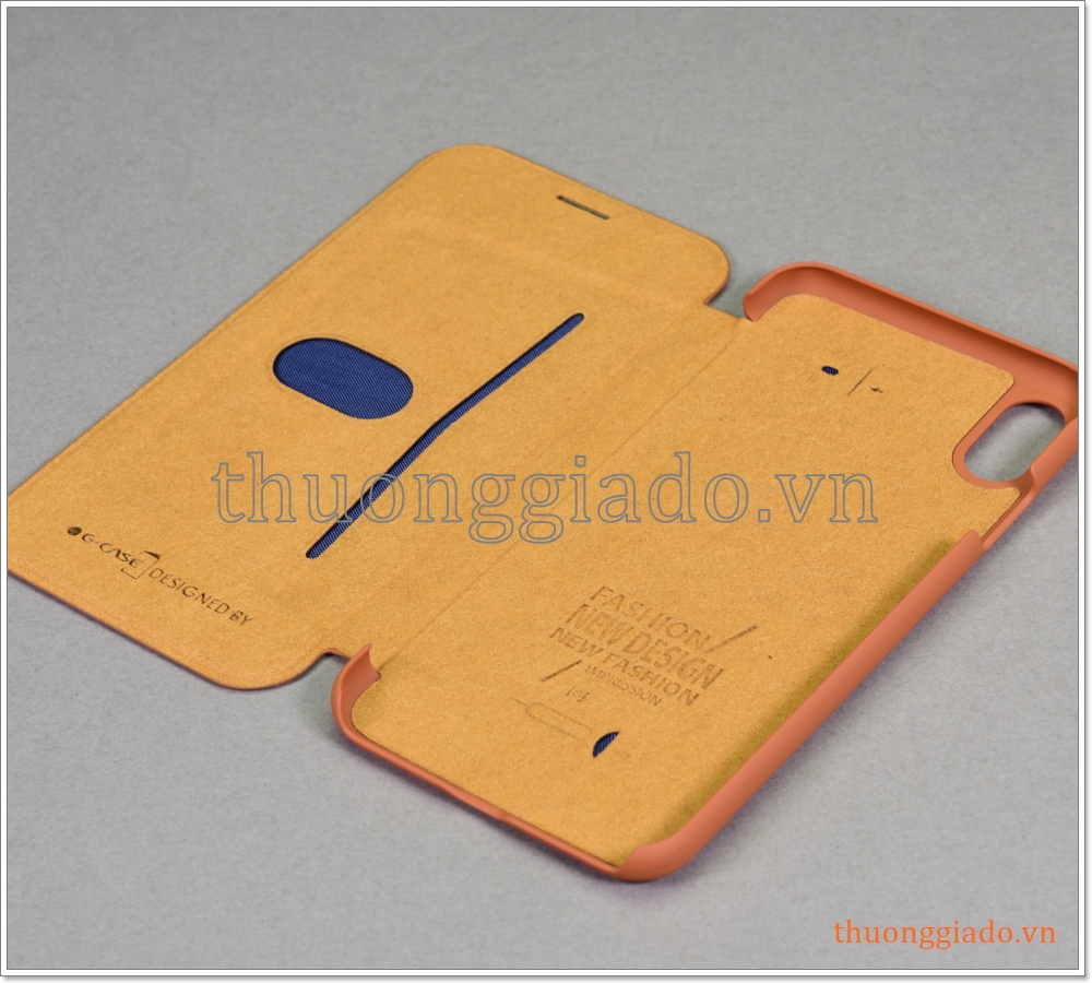 Bao da iPhone XS Max (6.5"), bao da cầm tay, nắp gập mở, hiệu G-CASE, Business Series