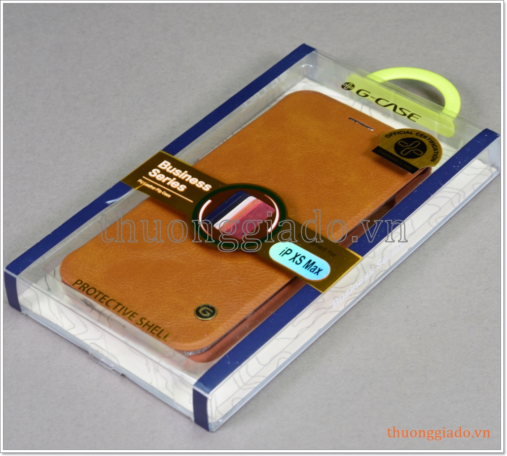 Bao da iPhone XS Max (6.5"), bao da cầm tay, nắp gập mở, hiệu G-CASE, Business Series