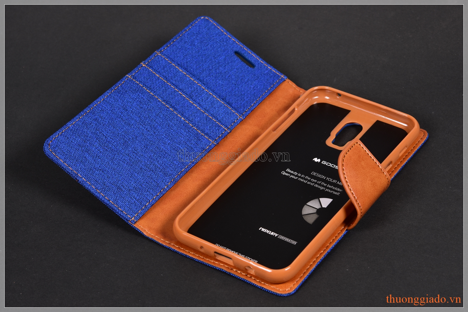 Bao da thời trang Samsung J7 Plus/ C710 (ngoài bọc vải hiệu GOOSPERY, CANVAS DIARY)