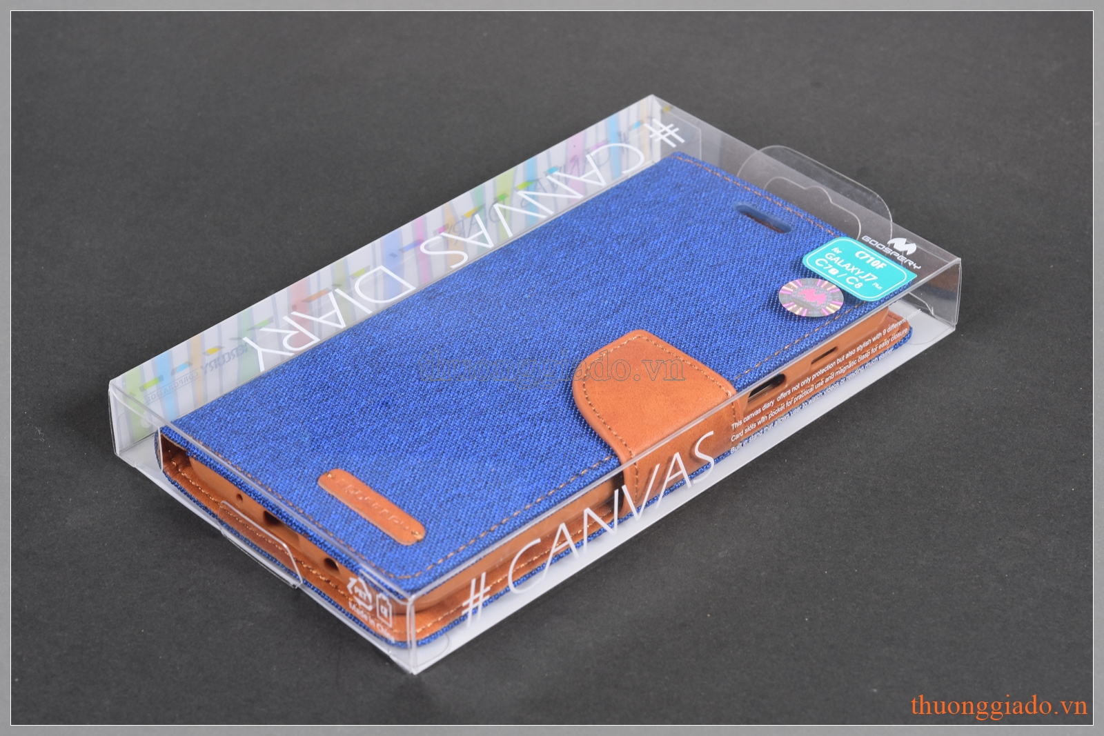 Bao da thời trang Samsung J7 Plus/ C710 (ngoài bọc vải hiệu GOOSPERY, CANVAS DIARY)
