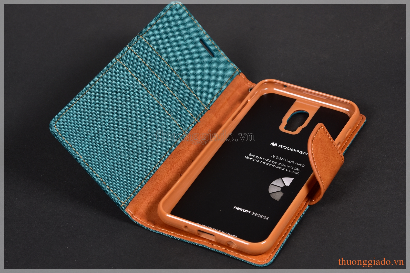 Bao da thời trang Samsung J7 Plus/ C710 (ngoài bọc vải hiệu GOOSPERY, CANVAS DIARY)