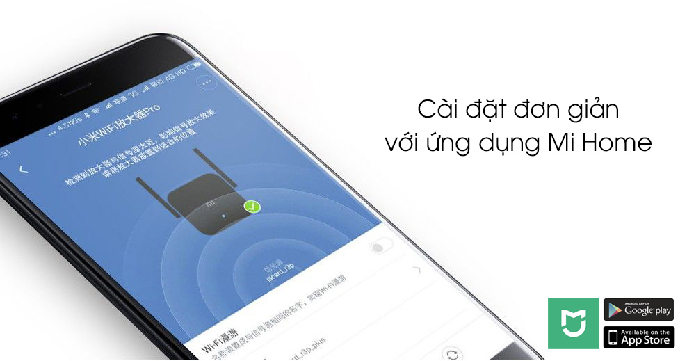 Bộ kích sóng Wifi Xiaomi Wifi Repeater Pro màu đen (2 râu - băng thông 300 Mbps)