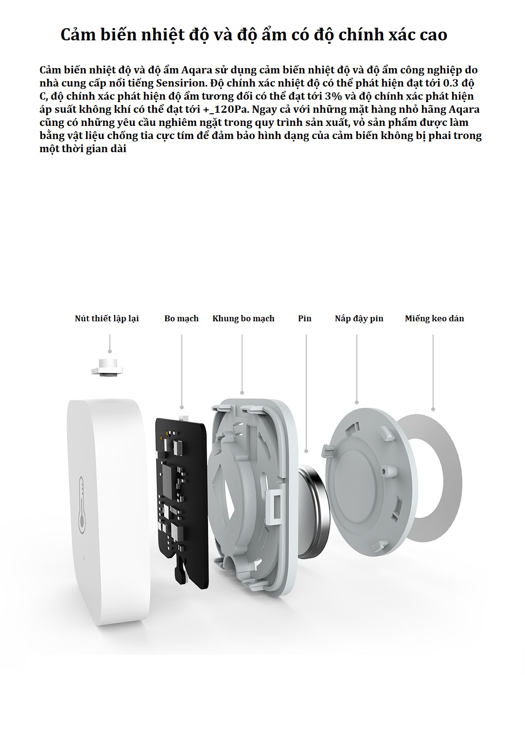 Cảm biến nhiệt độ và độ ẩm Xiaomi Aqara WSDCGQ11LM