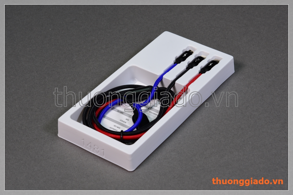 Cáp sạc usb đa năng 3 chuẩn sạc trong 1 (hiệu Baseus, bọc vải dù 1.2m, 3.5A)