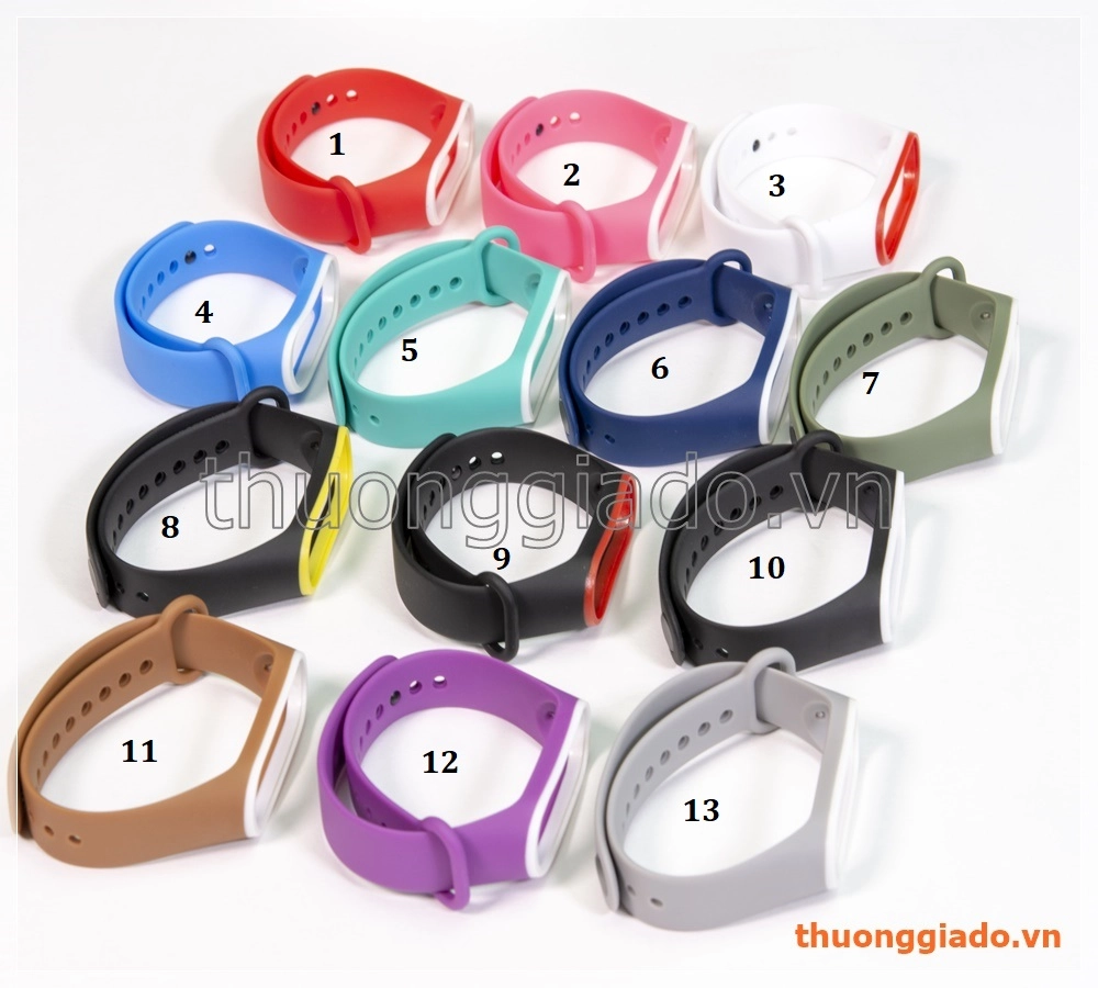Dây đeo tay thay thế cho Mi band 3 (dây cao su, viền khác màu)