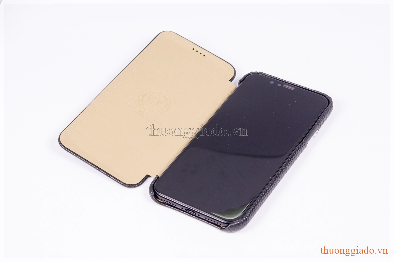 Bao da iPhone X (5.8"), iPhone Xs (5.8"), hiệu Icarer, da sần, mã RI805-BN