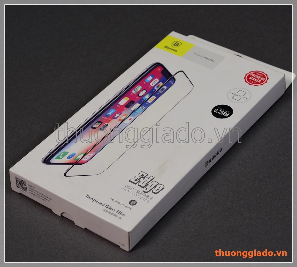 Dán kính cường lực iPhone Xs (5.8"),iPhone 11 Pro (5.8 inch),hiệu Baseus Edge (0.2mm)