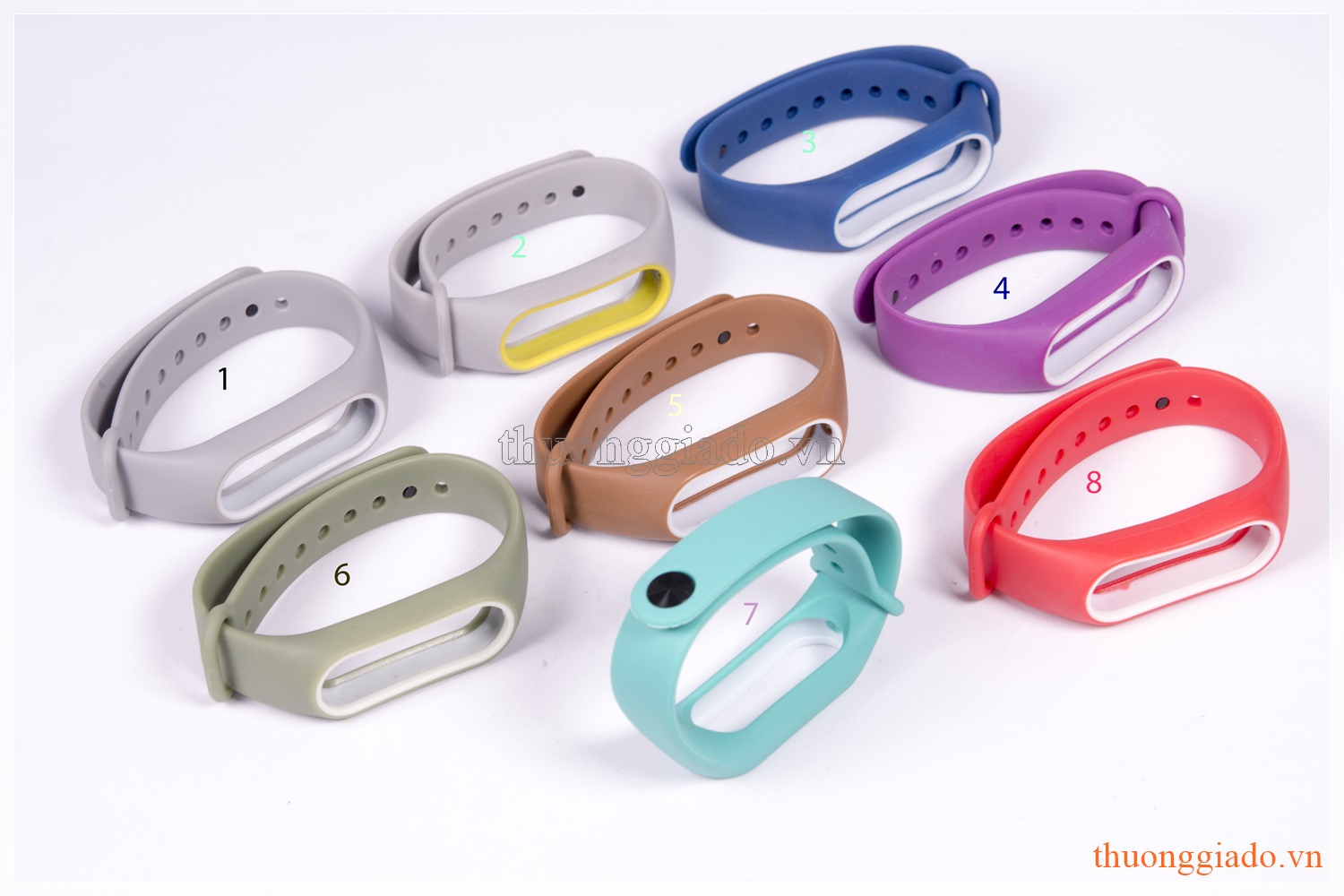 Dây đeo tay Mi Band 2 (dây cao su, với viền khác màu)