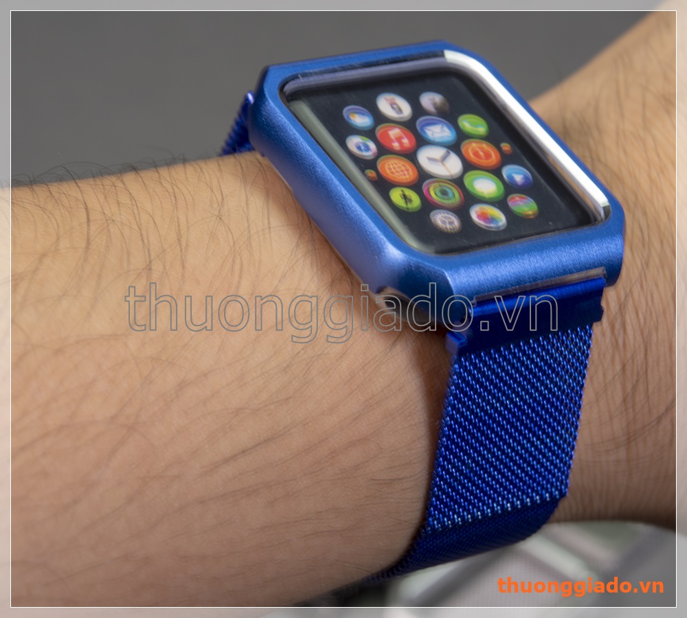Dây đồng hồ Apple Watch 38mm (dây lưới thép kèm ốp nhôm, khóa hít nam châm)