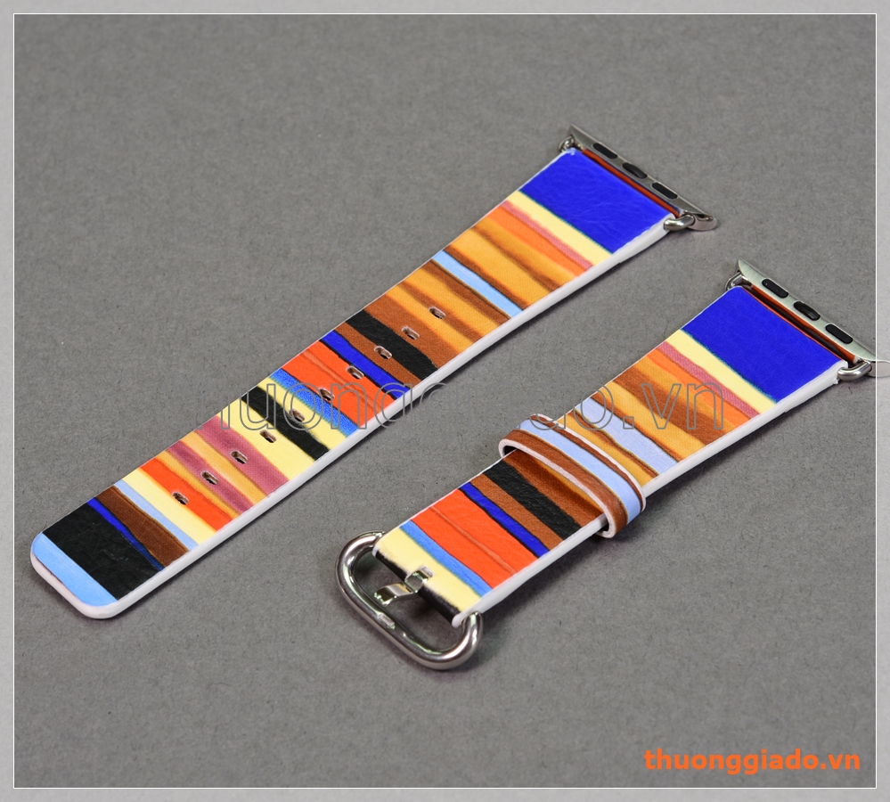 Dây đồng hồ Apple Watch 42mm (da PU, nhiều màu sọc ngang)