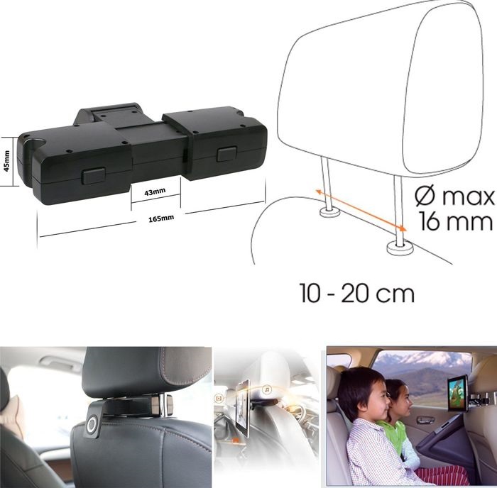 Đế giữ điện thoại/ máy tính bảng sau gối tựa đầu trên ô tô/ xe hơi