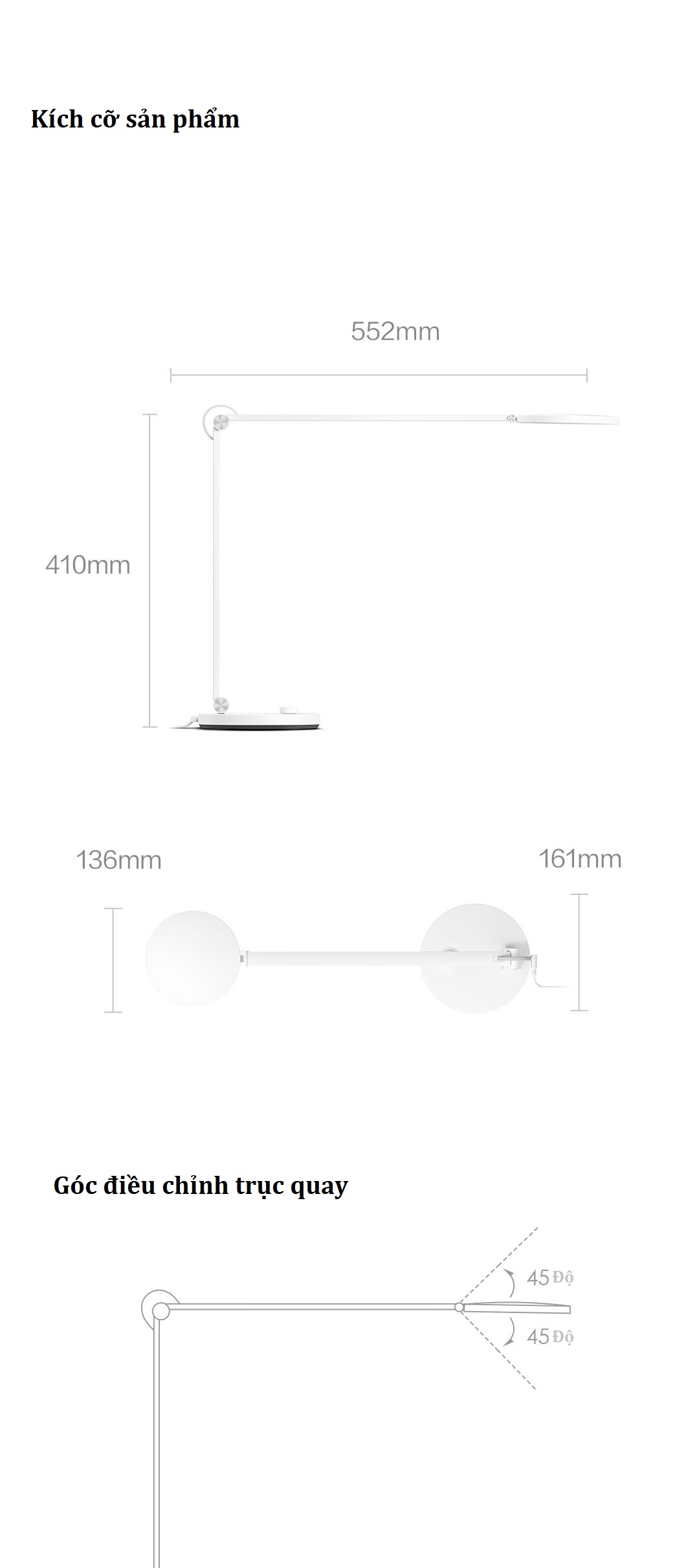 Đèn bàn Xiaomi Pro MJTD02YL màu trắng, kết nối mi home, 700lm