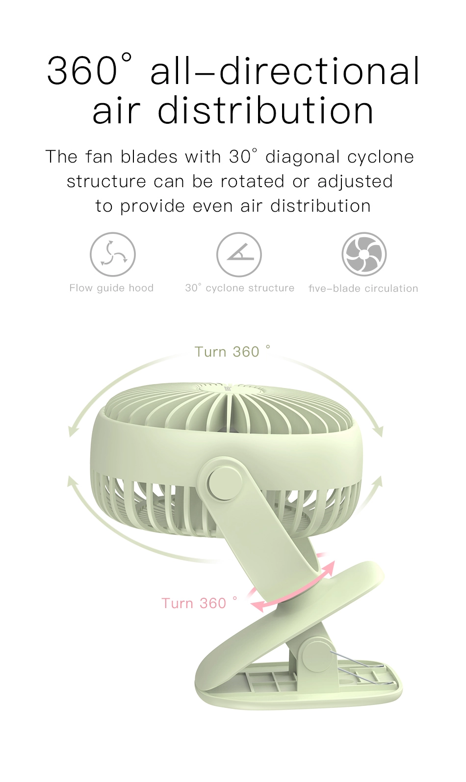 Quạt mini cao cấp dùng cho văn phòng hiệu Baseus ZW-2816 (pin 2000mAh, có đèn)
