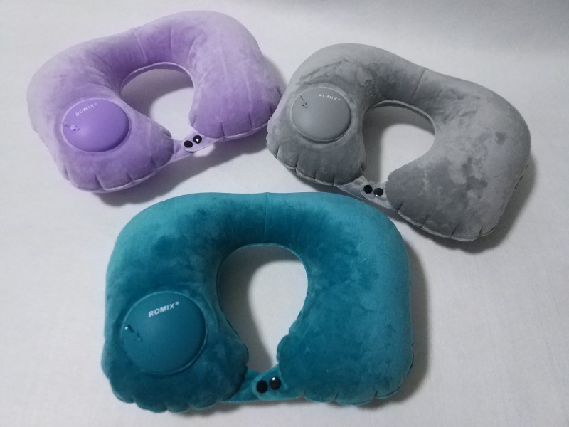 Gối hơi kê cổ ROMIX RH50 (gối kê cổ ngủ trên tàu bay, xe hơi, chất liệu nhung)