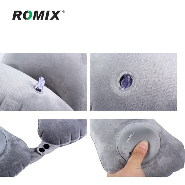Gối hơi kê cổ ROMIX RH50 (gối kê cổ ngủ trên tàu bay, xe hơi, chất liệu nhung)