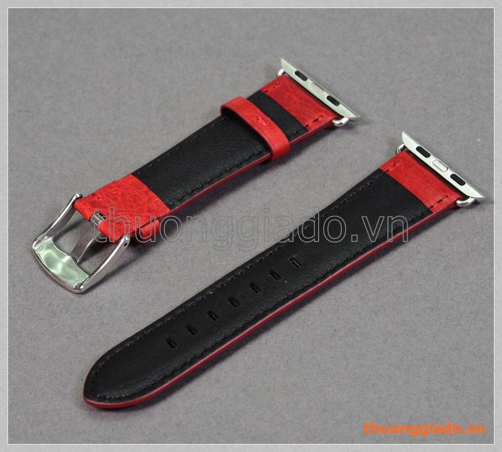 Dây đồng hồ Apple Watch 42mm, Apple Watch 44mm màu đỏ (da bò ITALY)